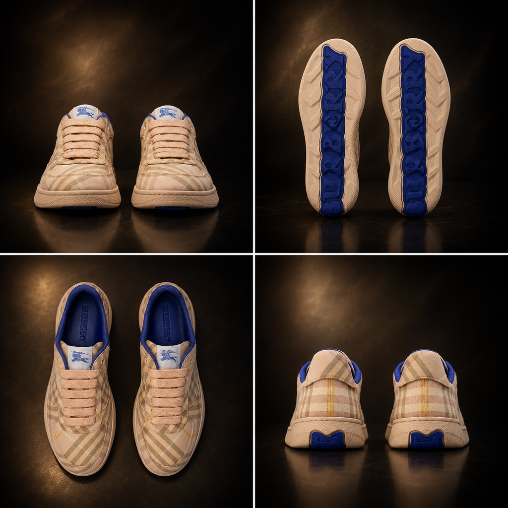 Burberry Women's Teacup IP Check Lace-Up Low Top Sneakers