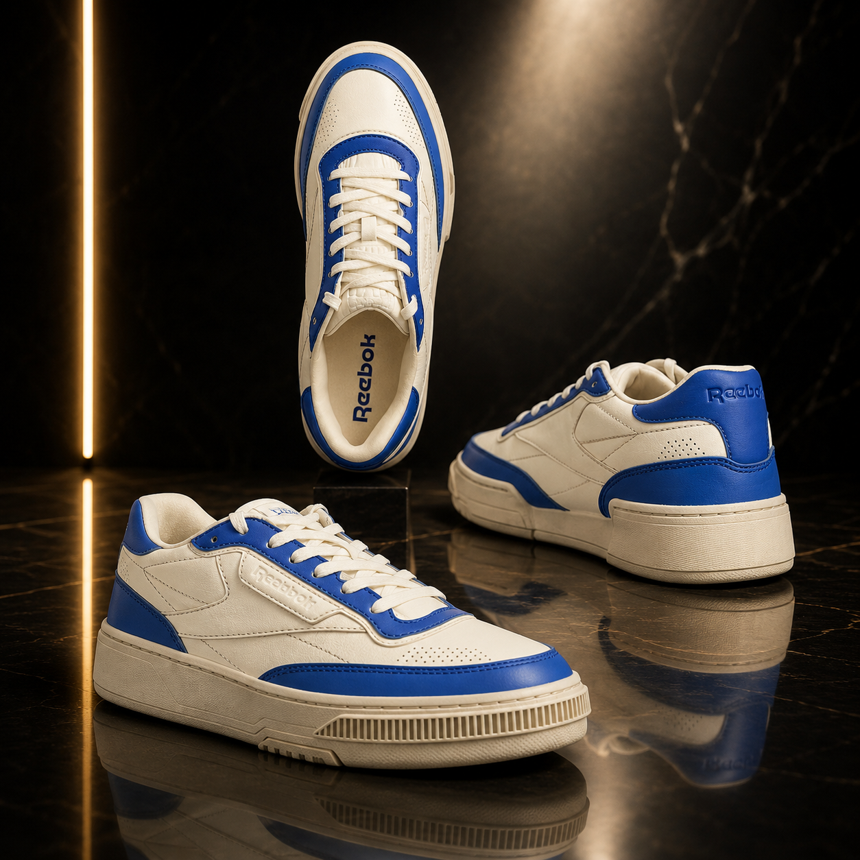 Reebok Men's Low Top Leather Sneaker — Vintage Blue