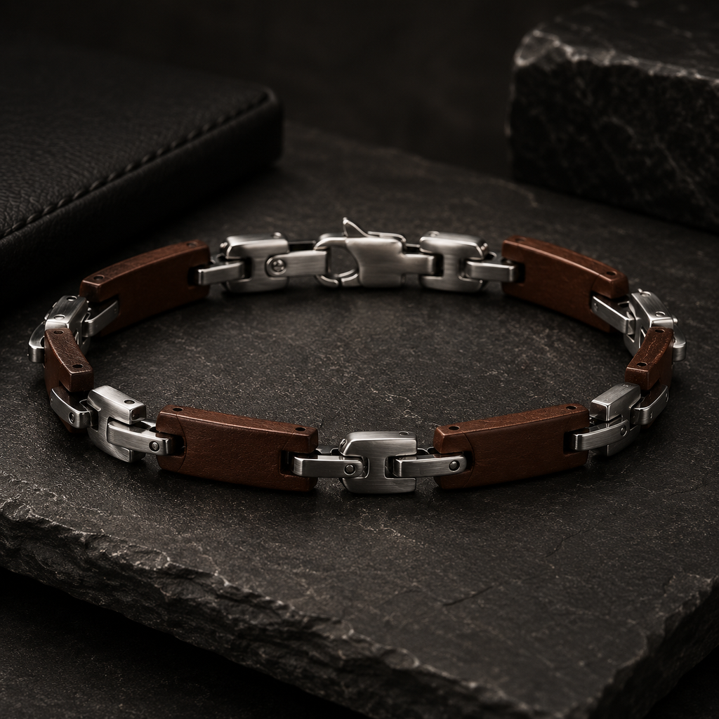 Robert Alton Brown Finish Stainless Steel Men's Bracelet