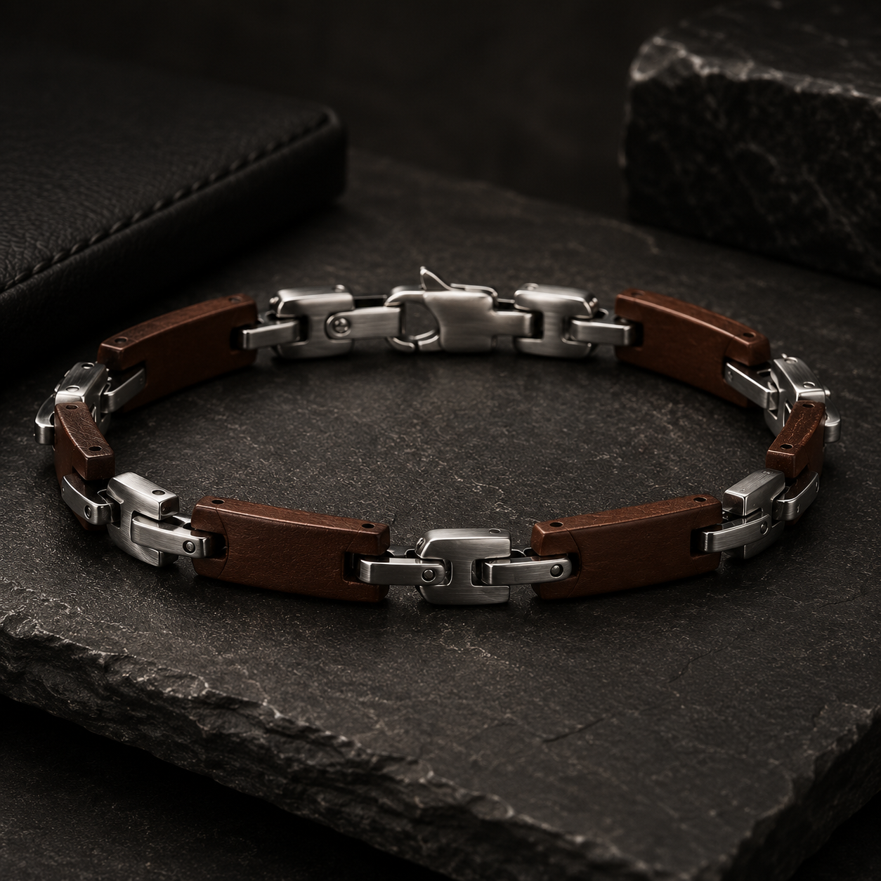 Robert Alton Brown Finish Stainless Steel Men's Bracelet