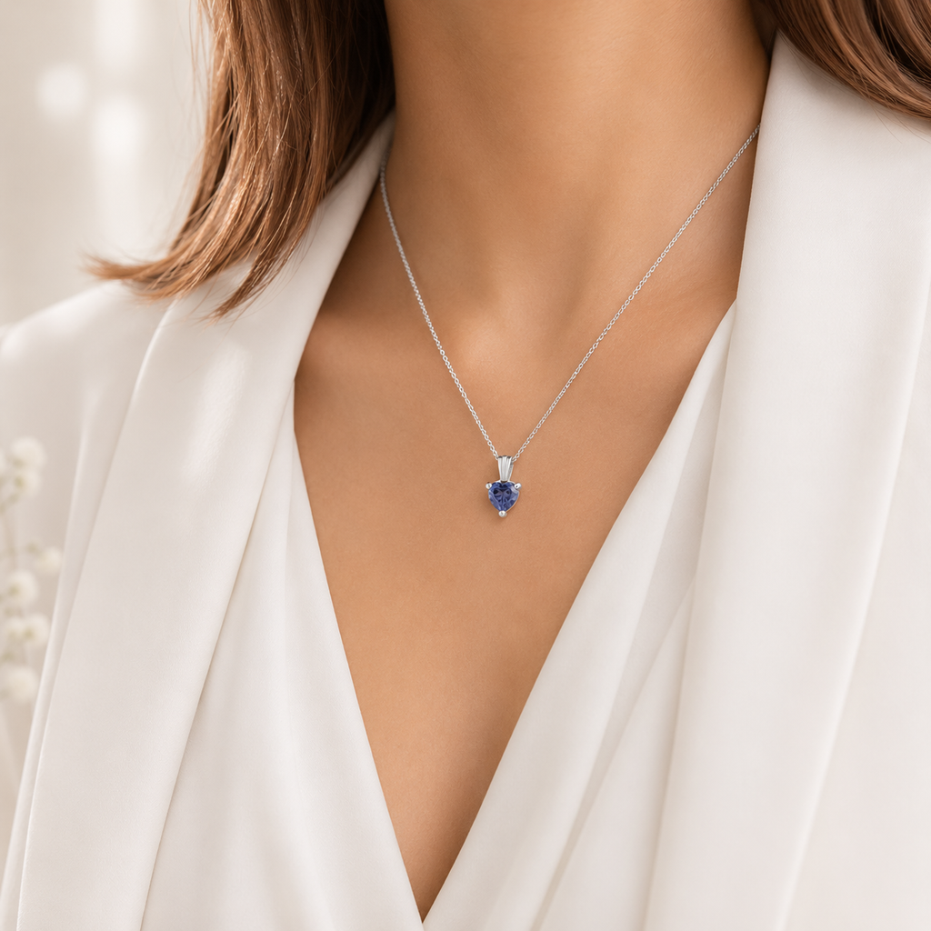 Belacqua Alexandrite June Birthstone Heart Pendant Necklace in Sterling Silver