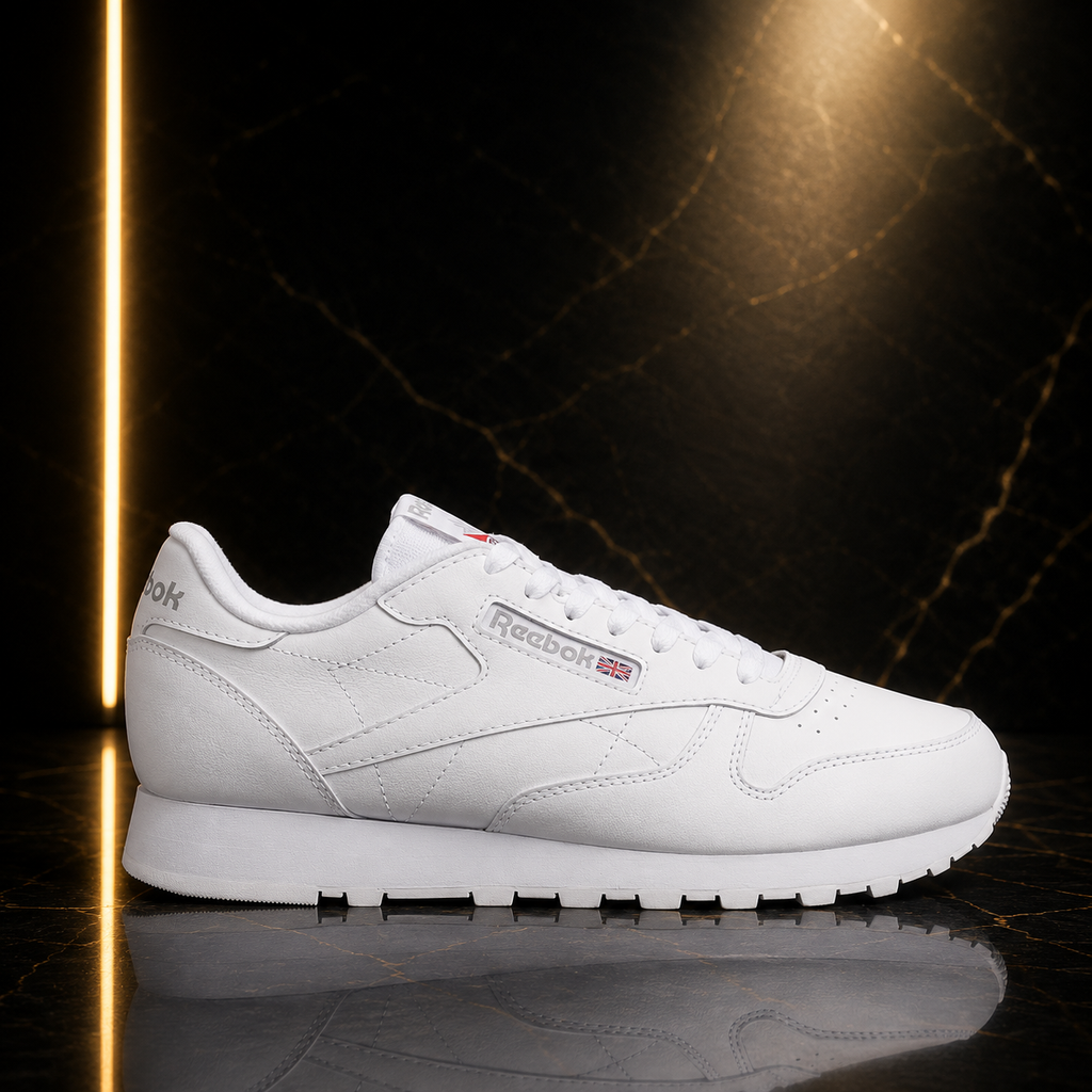 Reebok Men's Lace-Up Leather Sneaker — Triple White