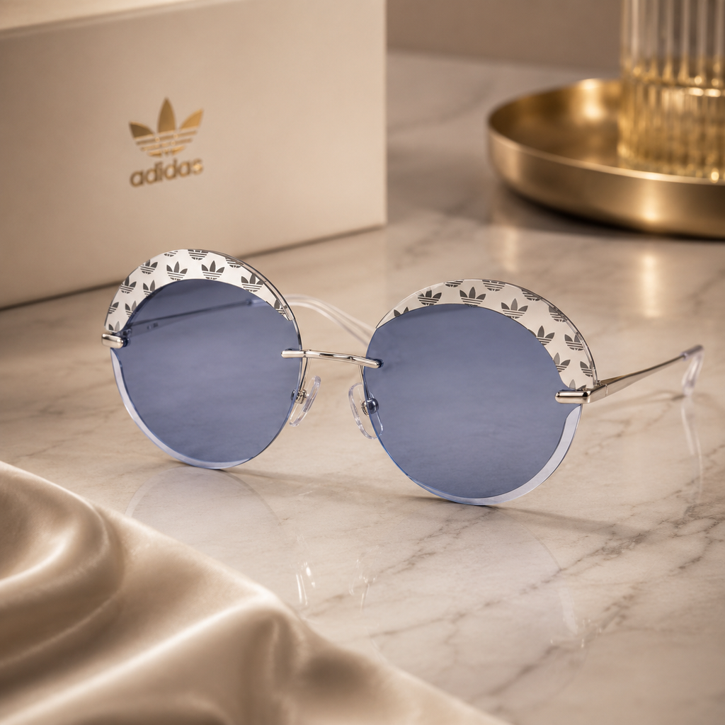 Adidas  Ladies Silver Tone Round Sunglasses