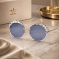Adidas  Ladies Silver Tone Round Sunglasses