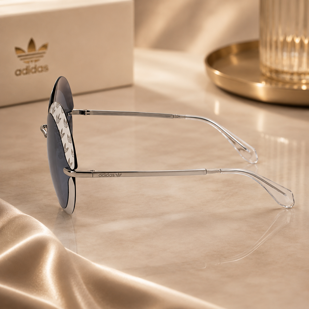 Adidas  Ladies Silver Tone Round Sunglasses