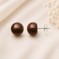 Belacqua 6-7mm Brown Freshwater Pearl Button Stud Earrings in Sterling Silver Jewelry for Women