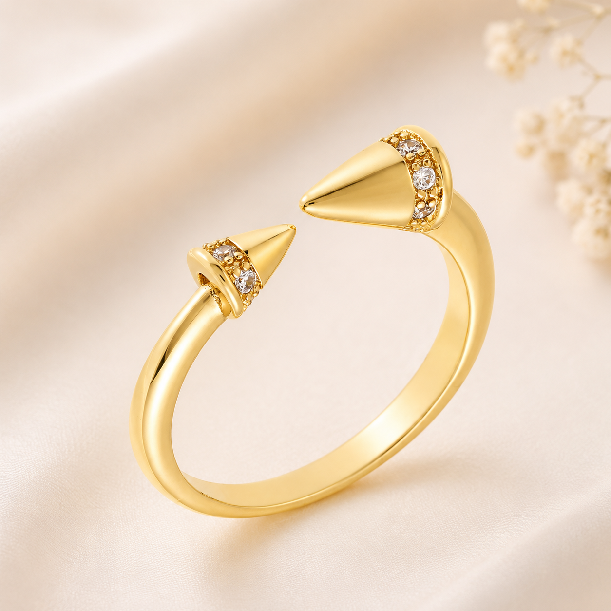 Sole Du Soleil Lupine Women's 18k YG Plated Spike Fashion Ring Size 5