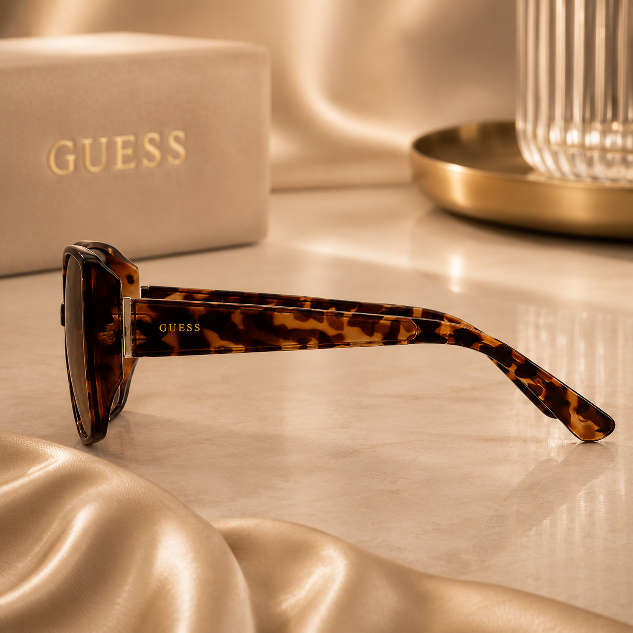 GUESS FACTORY Brown Gradient Butterfly Ladies Sunglasses