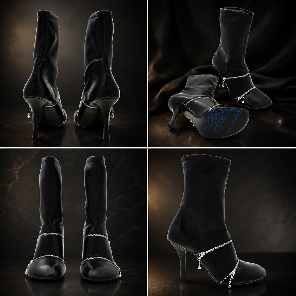 Burberry Peep Square Toe Leather Ankle Boots SIZE 40.5 (10.5)