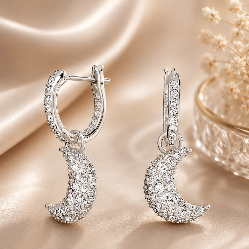 Swarovski Rhodium Plated Lunda Drop Earrings