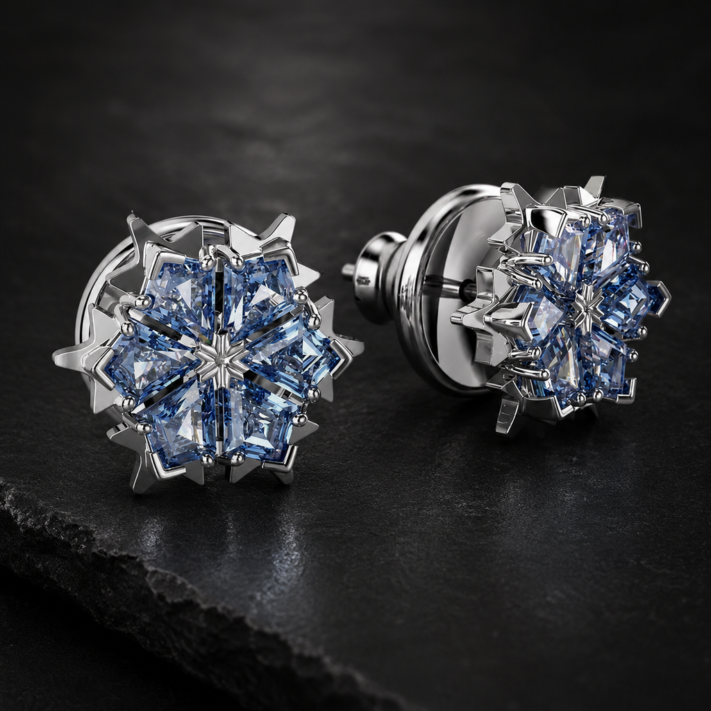 Swarovski Magic Rhodium Plated Snowflake Stud Earrings
