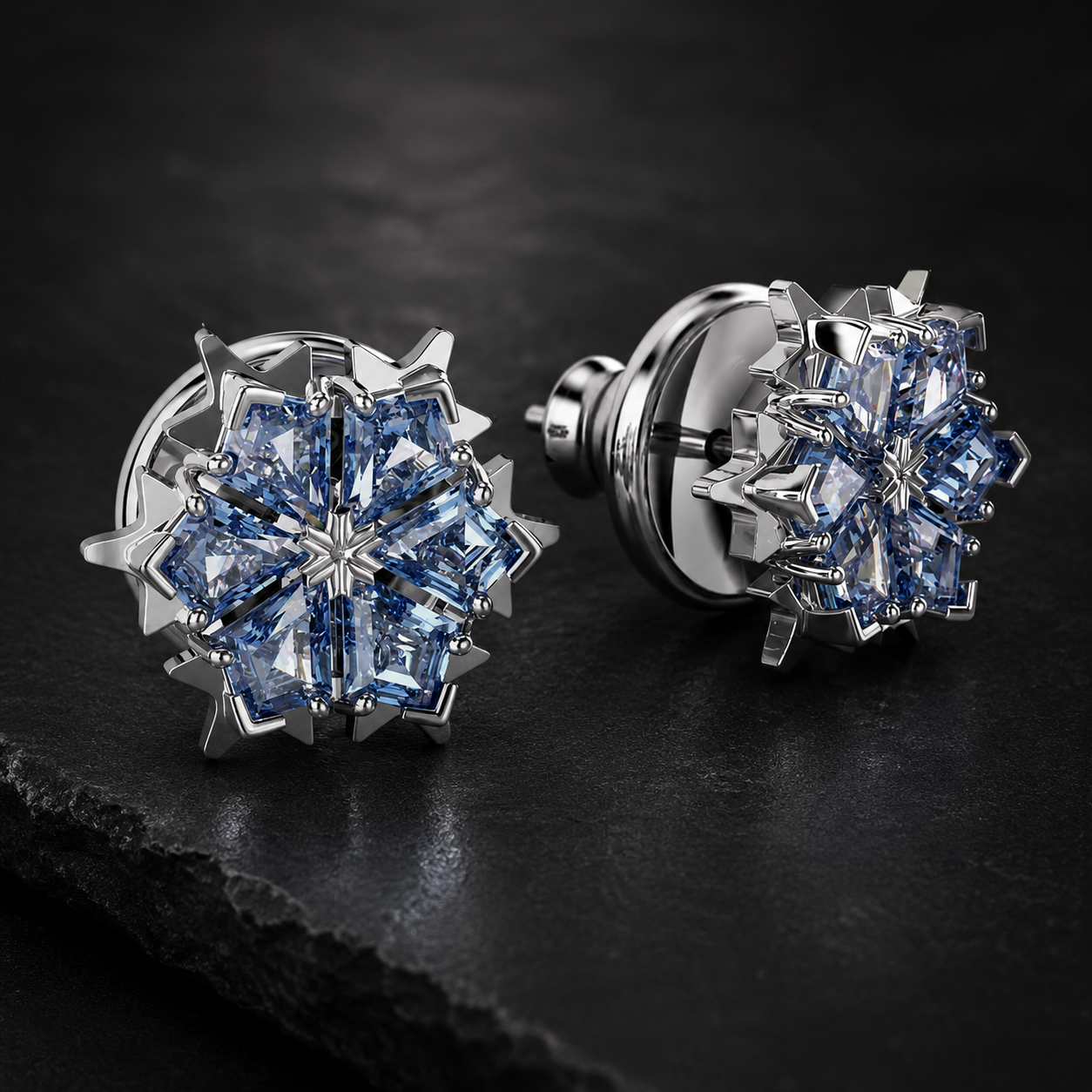 Swarovski Magic Rhodium Plated Snowflake Stud Earrings