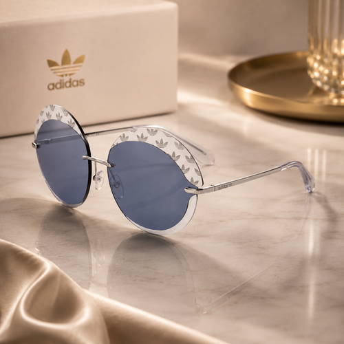 Adidas  Ladies Silver Tone Round Sunglasses
