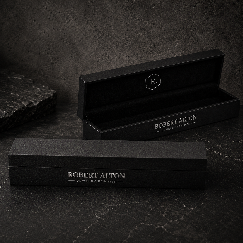 Robert Alton Stainless Steel Black Finish Box Link Chain Bracelet