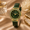 Burgi Quartz Green Dial Ladies Watch