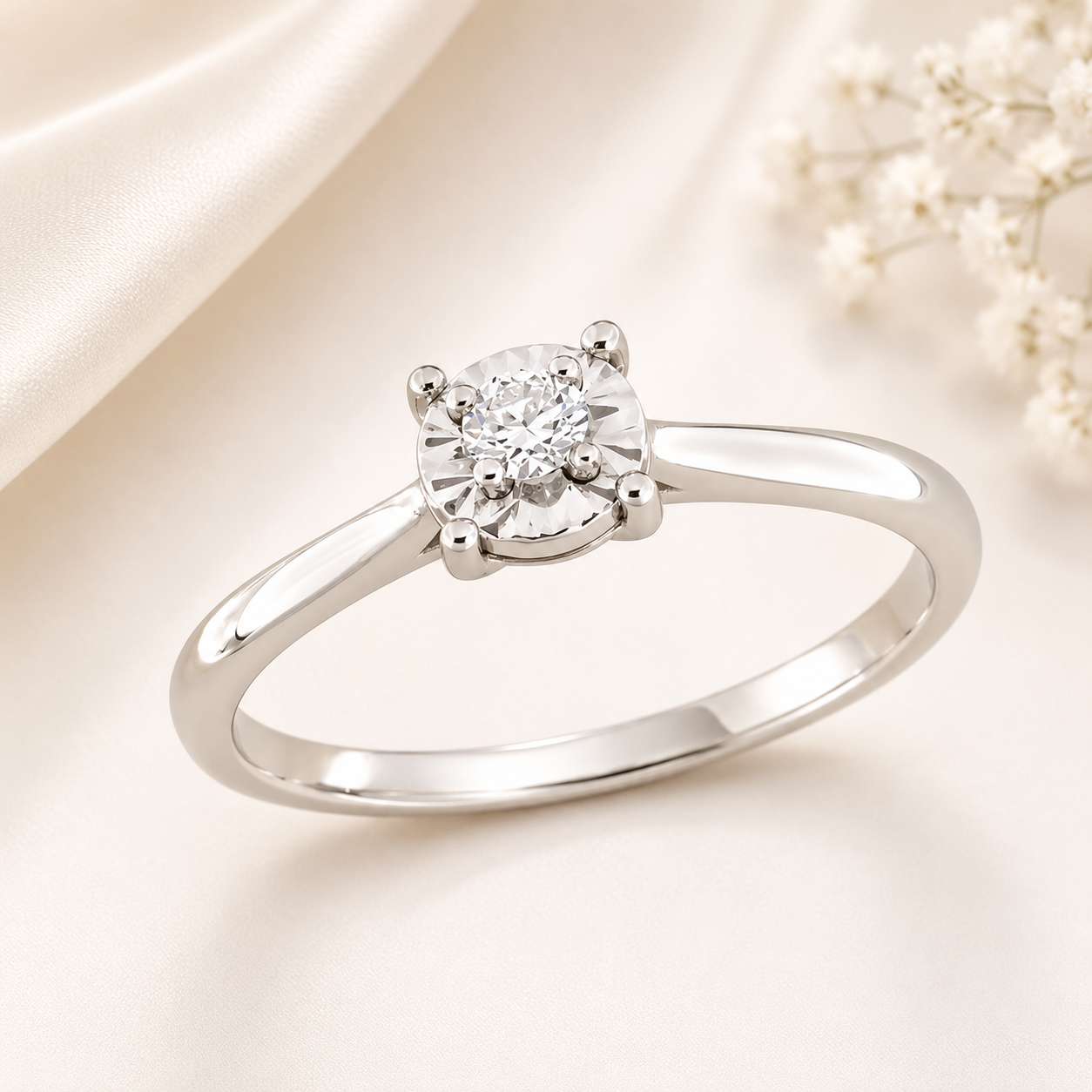 Created Forever 1/10CT TW Lab Grown Diamond Enagement Ring in Sterling Silver