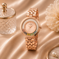 Ellen Tracy Quartz Crystal Rose Dial Ladies Watch