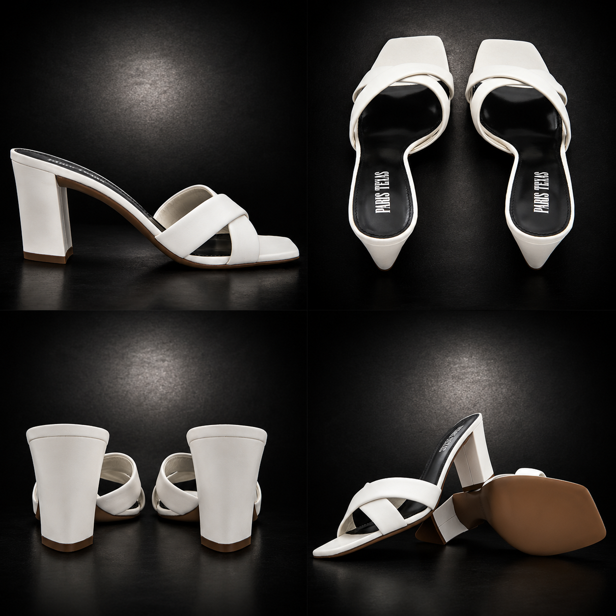 Paris Texas PX1167 Women's White Leather Mule Sandals