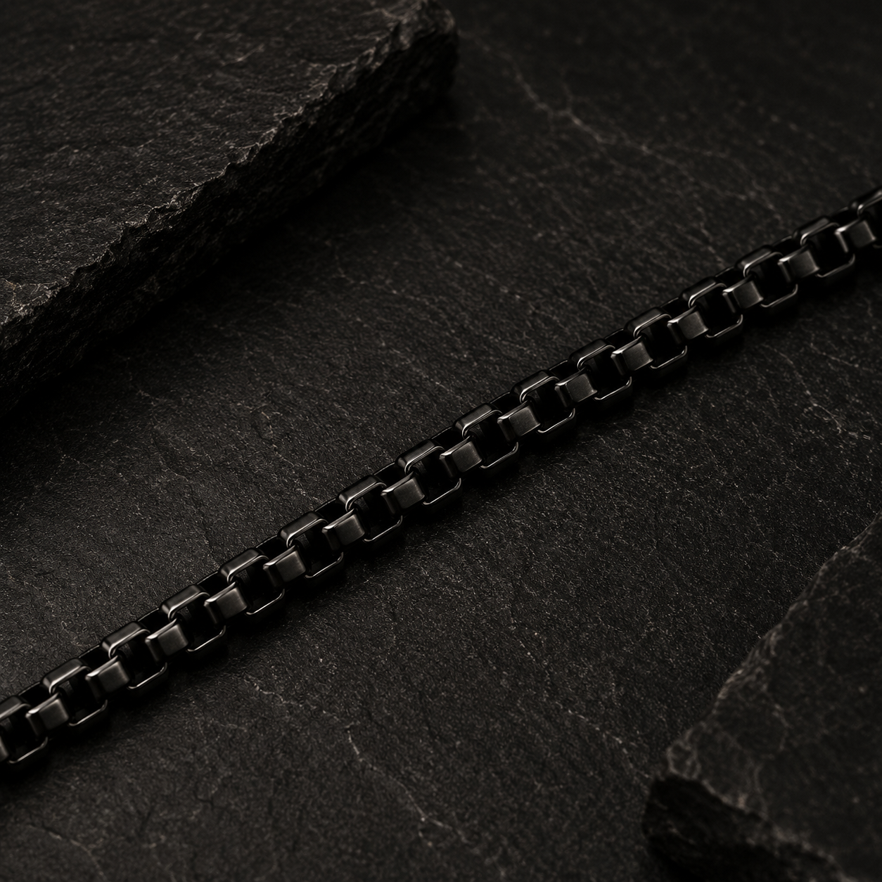 Robert Alton Stainless Steel Black Finish Box Link Chain Bracelet