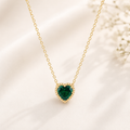 Belacqua Emerald May Birthstone Heart Pendant Necklace in 14K Gold Plated Sterling Silver