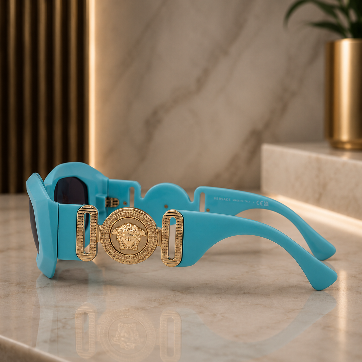 Versace Dark Grey Irregular Men's Sunglasses