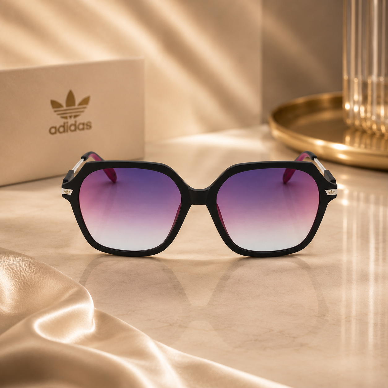 Adidas Ladies Black Geometric Sunglasses