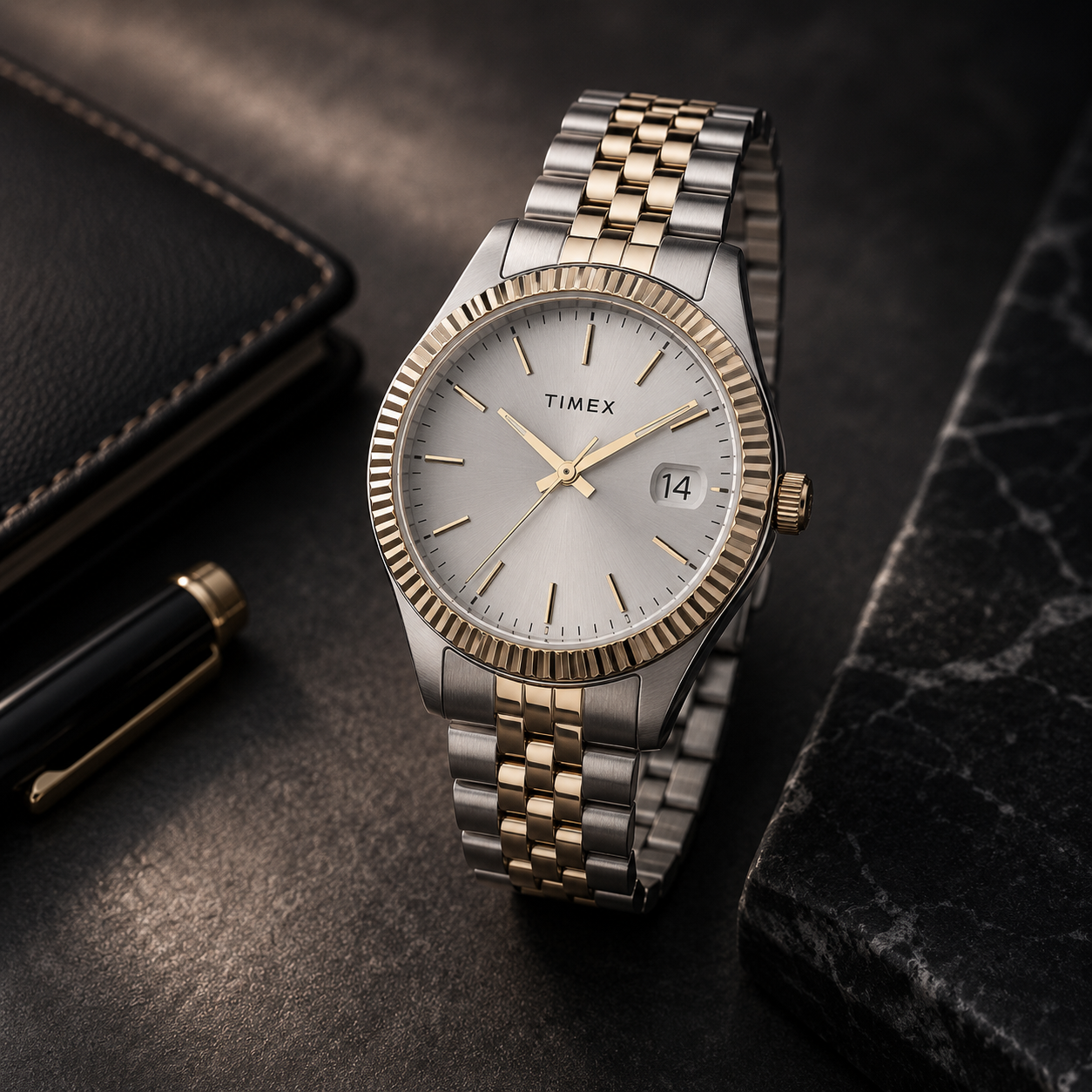 Timex Waterbury Quartz Silver Dial Ladies Watch