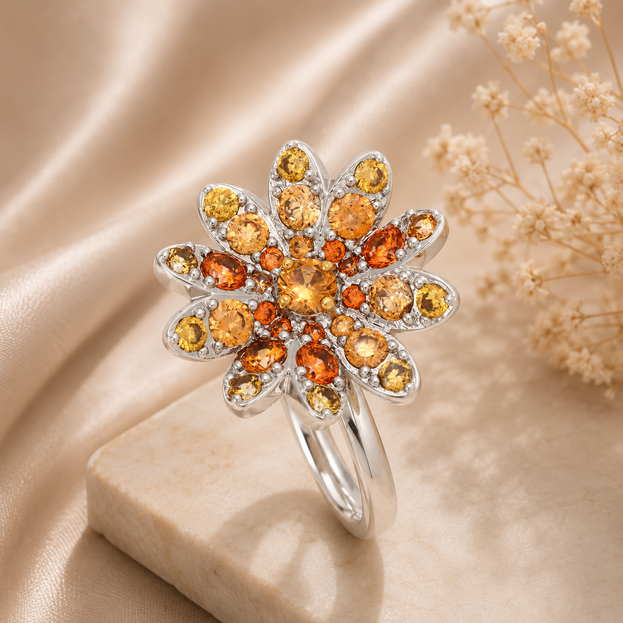 Swarovski Rhodium Plated Eternal Flower Ring, Size 55 (US 6.75)