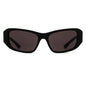 Balenciaga BB0365S 001 Rectangular Sunglasses – Shiny Black/Grey