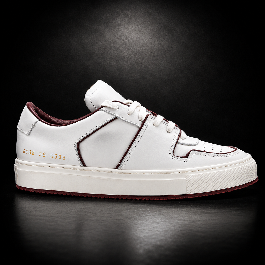 Common Projects 6138 0539 Women's White/Red Leather Low Top Sneakers