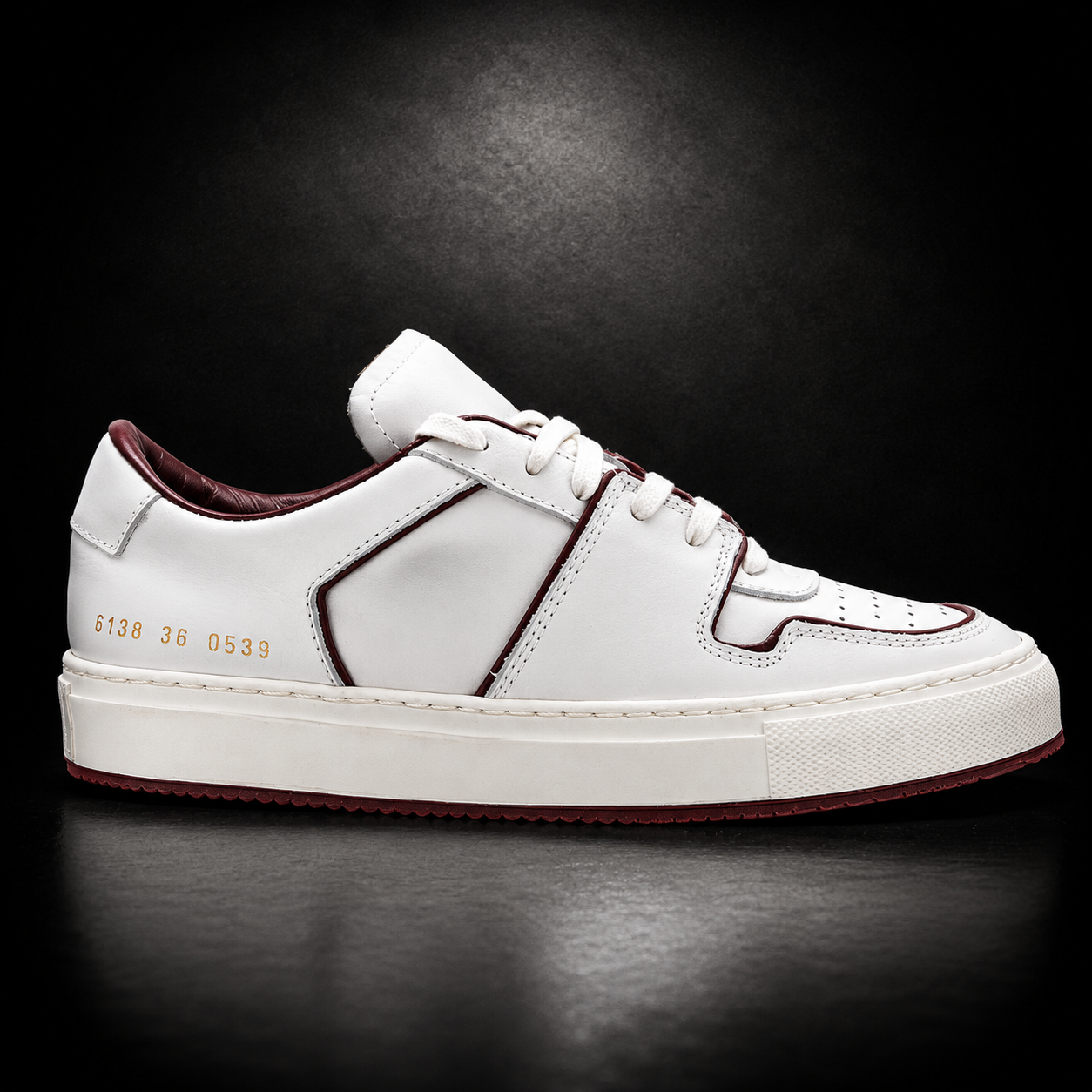 Common Projects 6138 0539 Women's White/Red Leather Low Top Sneakers