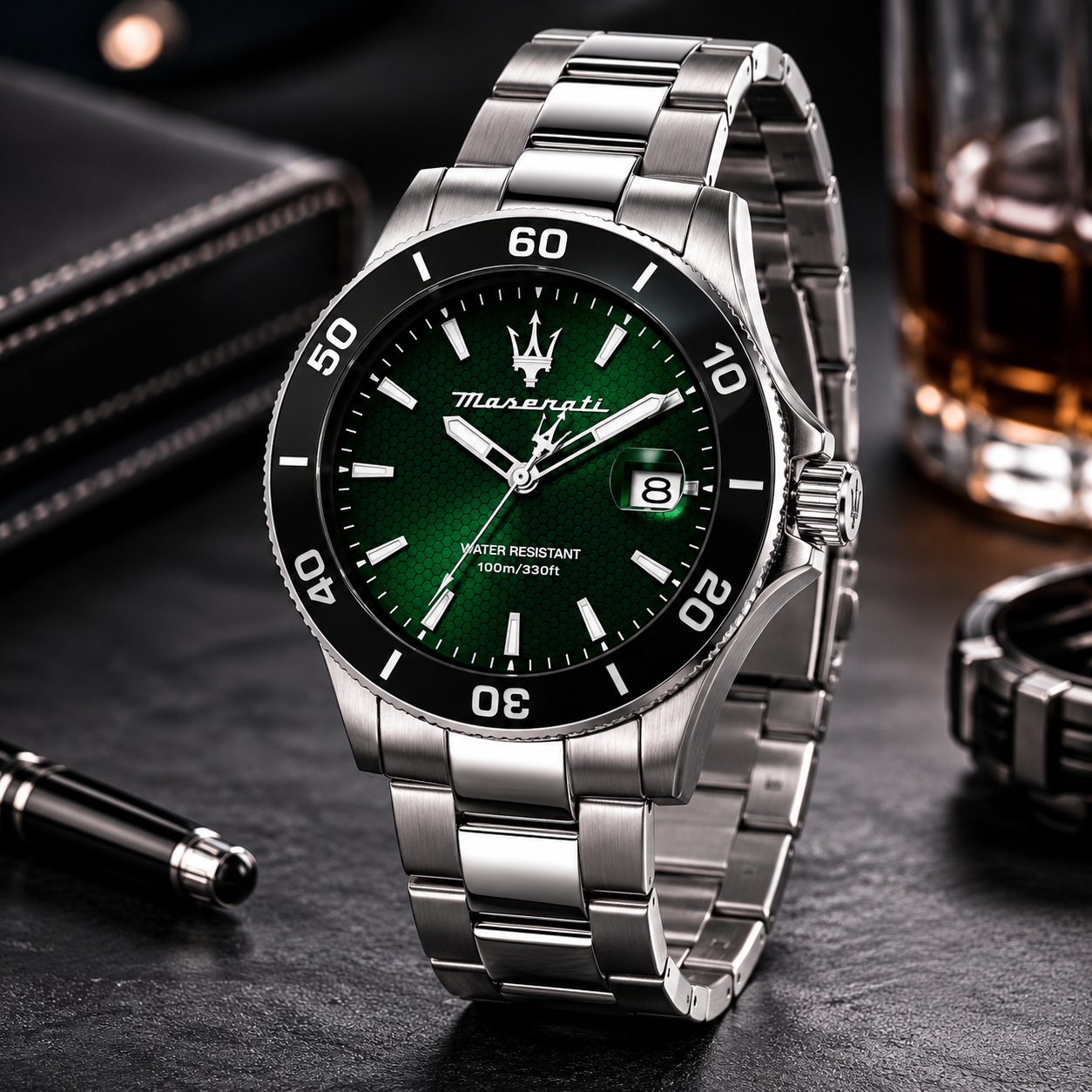 Maserati  Competizione Quartz Green Dial Men's Watch