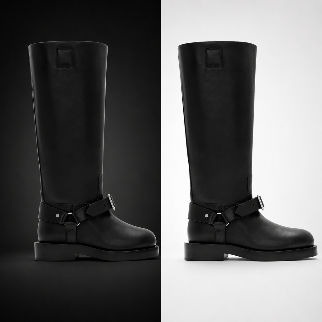 Burberry 8075379 Women's Black Calfskin Knee-High Boots