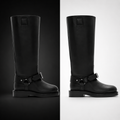 Burberry 8075379 Women's Black Calfskin Knee-High Boots