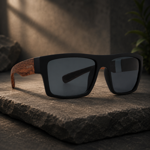 Body Glove  BGPC 2202 BLK WOOD Smoke Rectangular Sunglasses