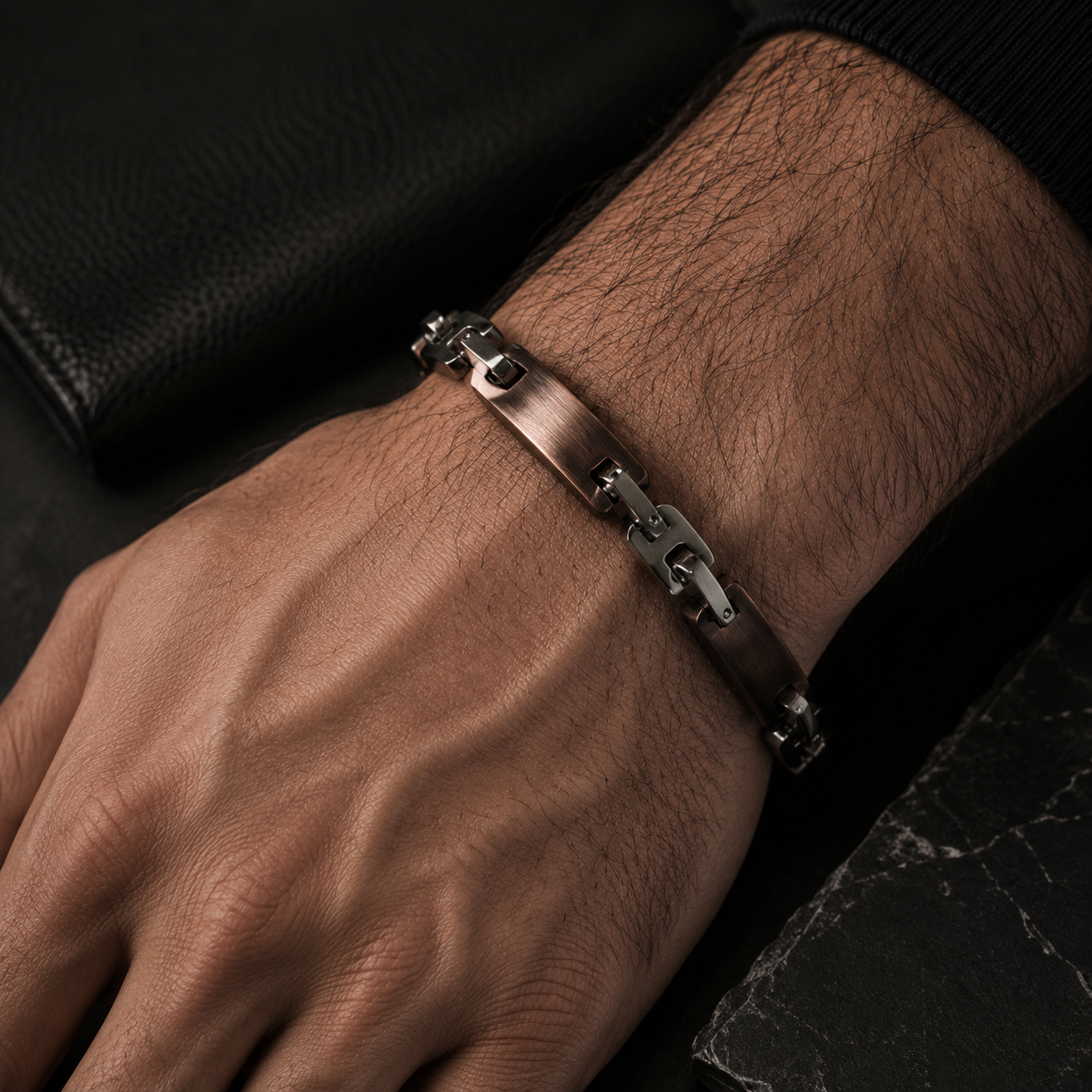 Robert Alton Brown Finish Stainless Steel Men's Bracelet