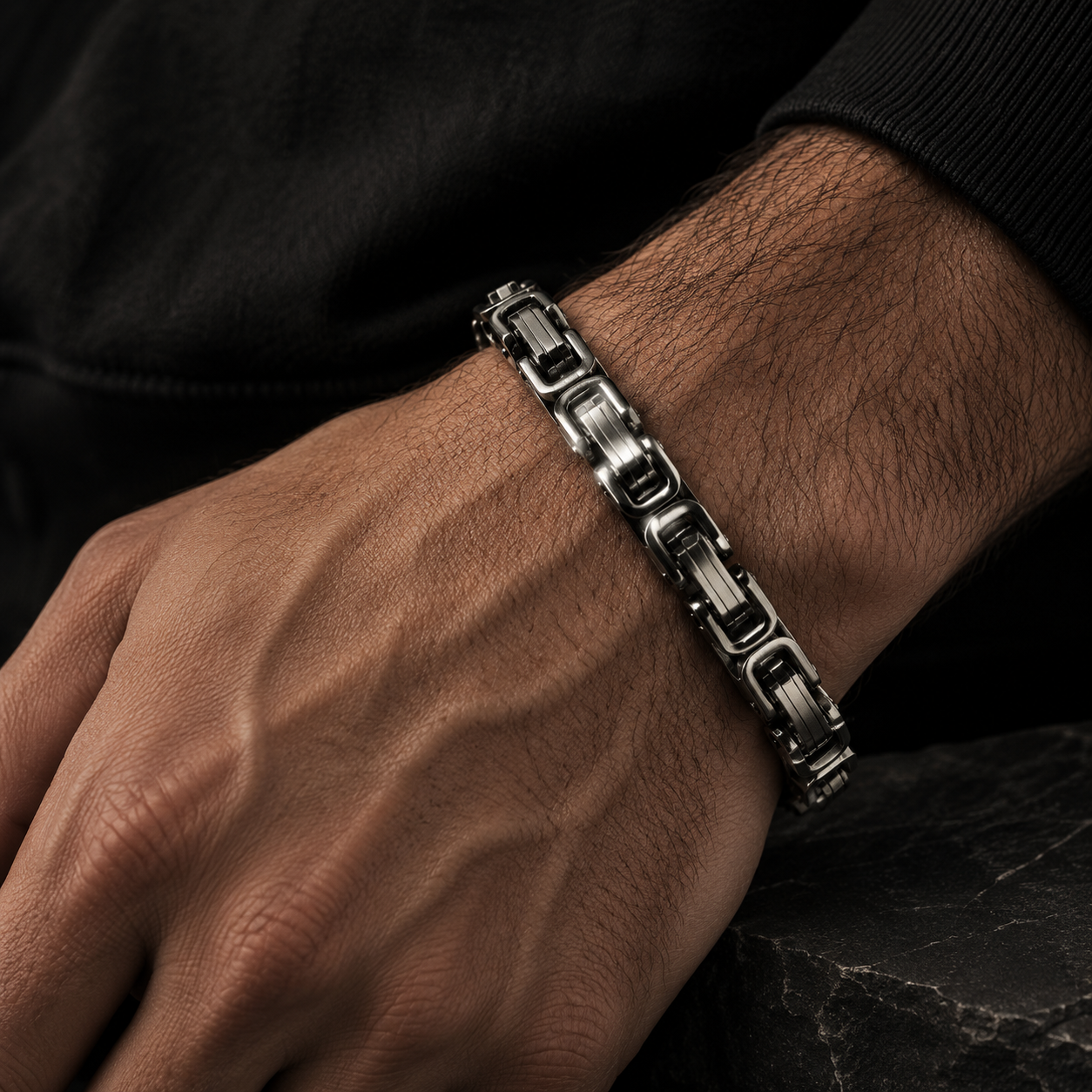 Robert Alton Byzantine Link Men's Stainless Steel Bracelet