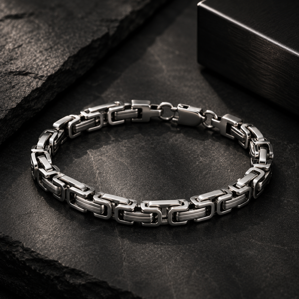 Robert Alton Byzantine Link Men's Stainless Steel Bracelet
