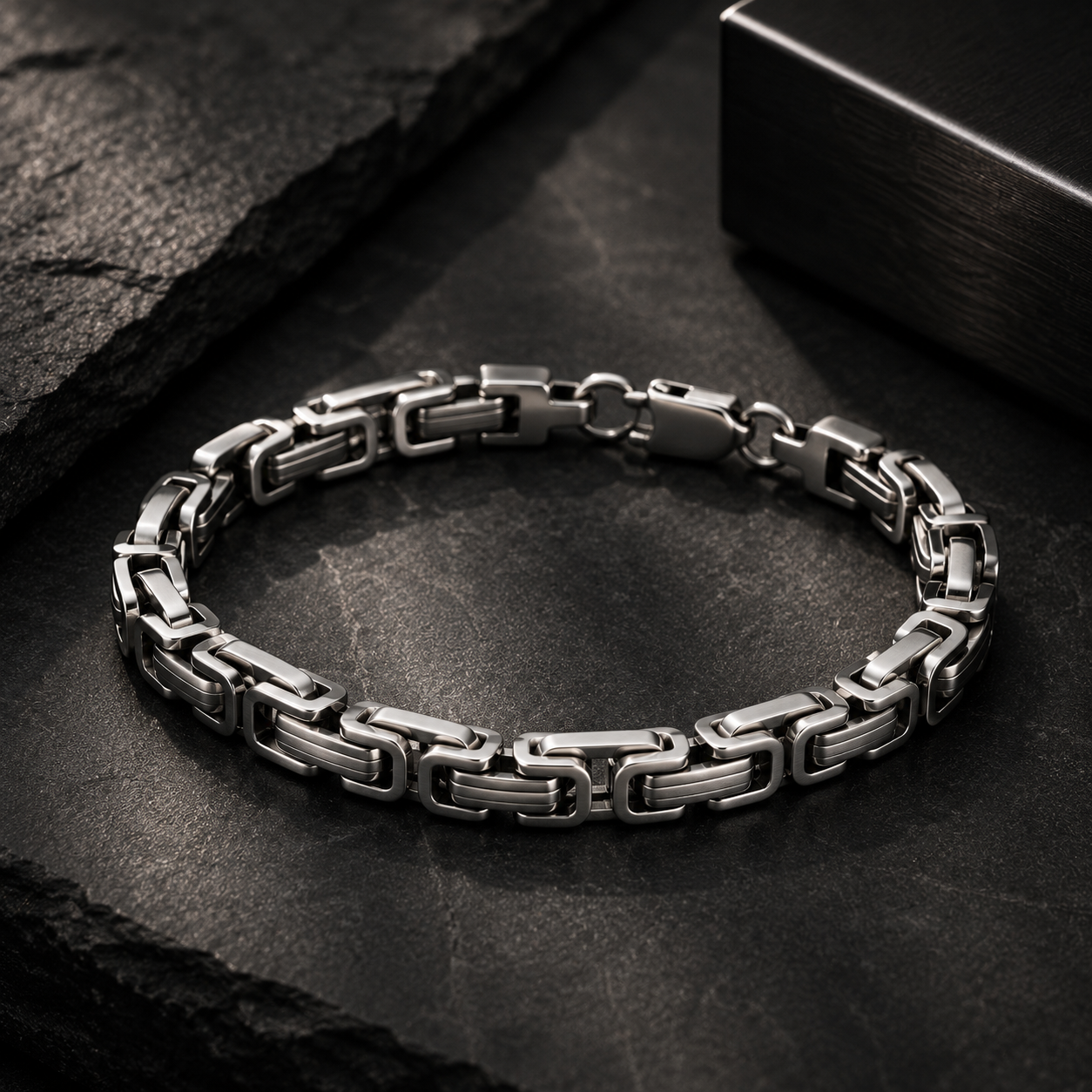 Robert Alton Byzantine Link Men's Stainless Steel Bracelet