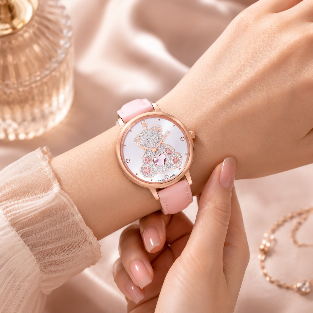 Swarovski Teddy Quartz Crystal Ladies Watch