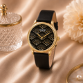 Burgi Pebble Style Quartz Black Dial Ladies Watch
