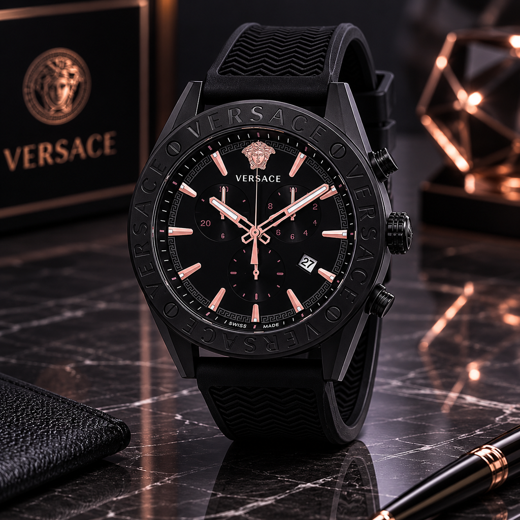 Versace Quartz Black Dial Men's Watch
