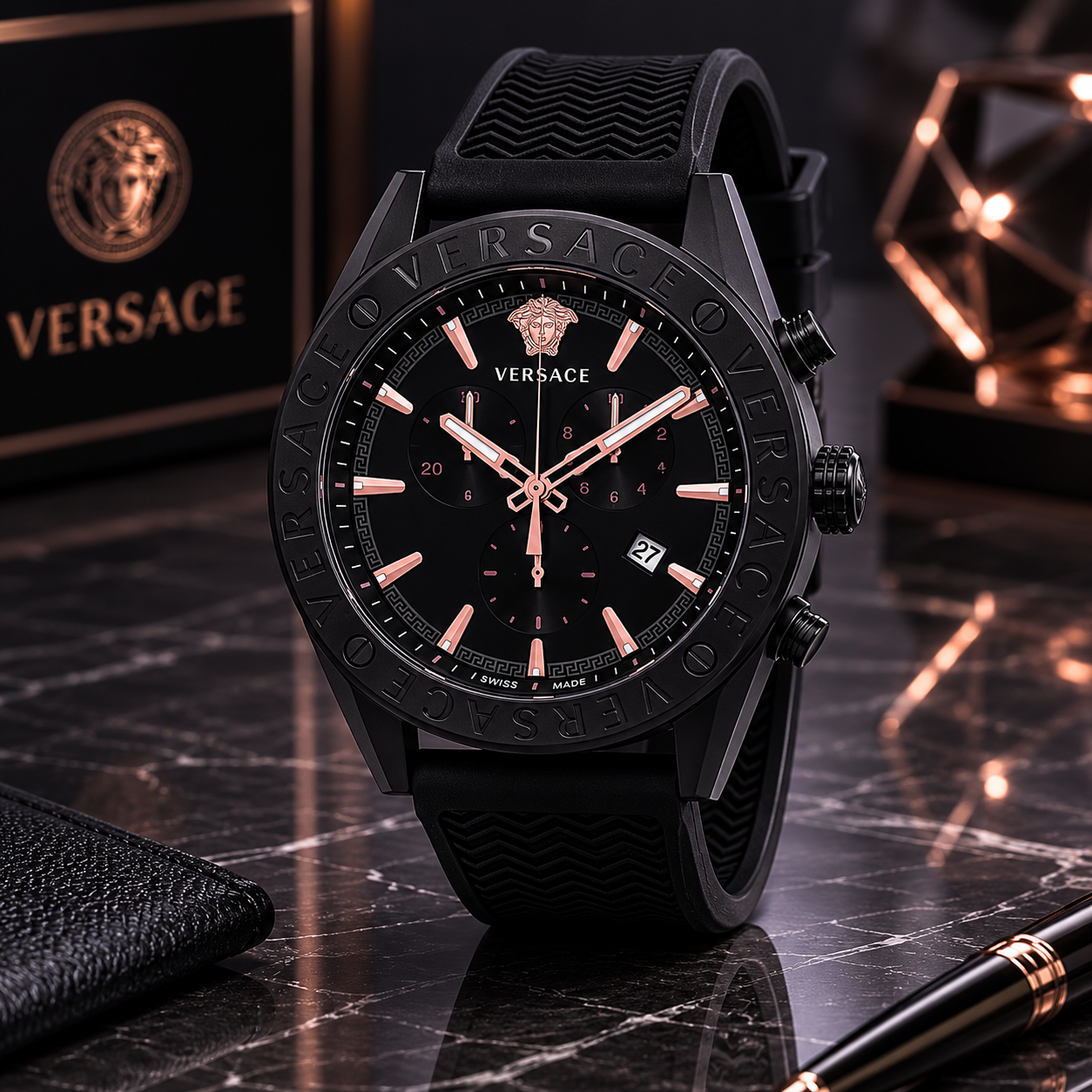 Versace Quartz Black Dial Men's Watch