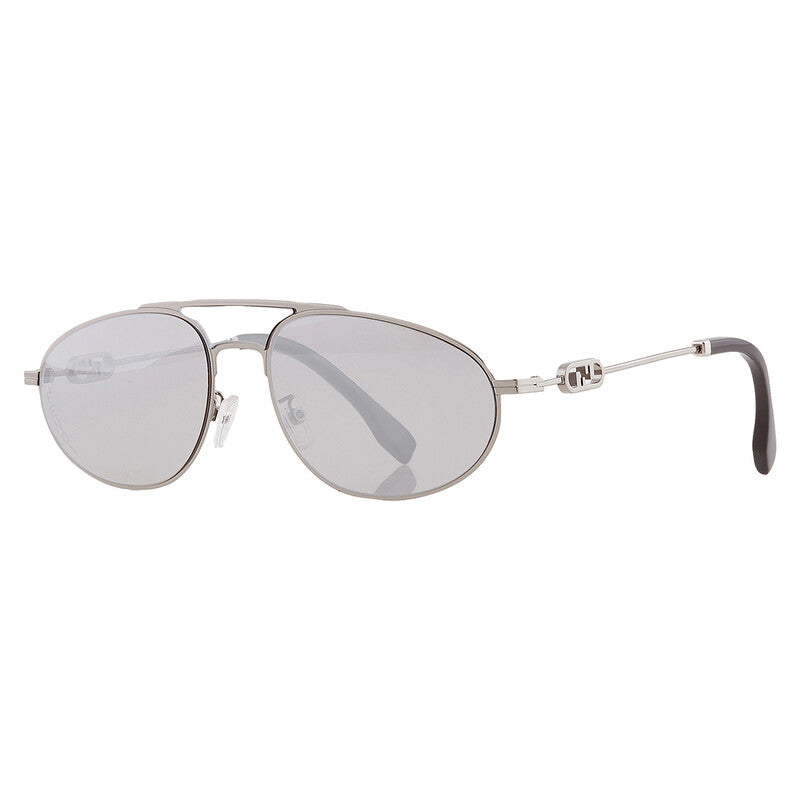 Fendi FE40072U 14C Pilot Sunglasses – Shiny Light Ruthenium/Smoke Mirror