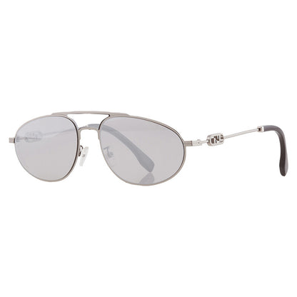 Fendi FE40072U 14C Pilot Sunglasses – Shiny Light Ruthenium/Smoke Mirror