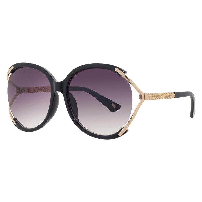 Nine West Women's Semi-Rimless Oval Sunglasses – Black