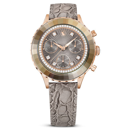 Swarovski Octea Chrono Quartz Crystal Grey Dial Watch
