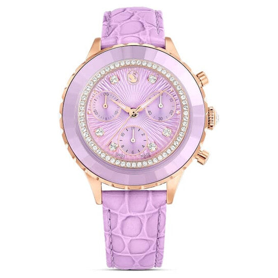 Swarovski Octea Chrono Quartz Crystal Purple Dial Watch