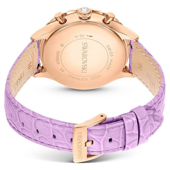 Swarovski Octea Chrono Quartz Crystal Purple Dial Watch