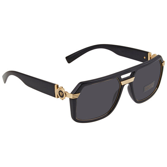 Versace  Dark Grey Geometric Men's Sunglasses